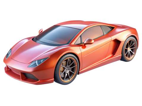 Sleek copper colored sports car on background rendered vehicle design automotive concept style 3d illustration isolated on transparent background