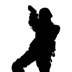 Soldier pointing pistol