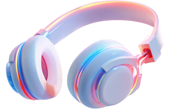 3D rendered headphones with vibrant colors