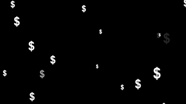 animated dollar moving up on black background.