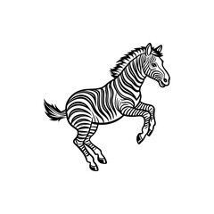 Elegant Black and White Zebra Rearing Up, Striking Illustration for Animal Lovers Silhouette Vector 