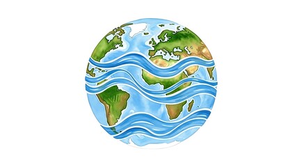 Earth with wavy water patterns