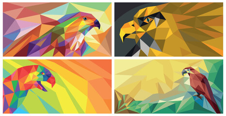 Colorful polygon abstract background with vibrant low poly geometric shapes for modern digital design and creative decoration