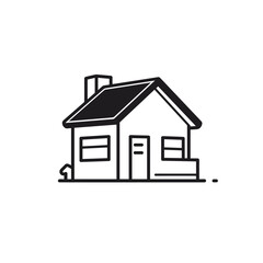 Simple hand drawn outline of a house with a chimney