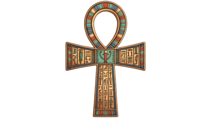 Ancient egyptian ankh symbol hieroglyphs egypt culture religion god pharaoh history africa art design 3d on transparent background