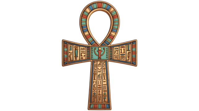 Ancient egyptian ankh symbol hieroglyphs egypt culture religion god pharaoh history africa art design 3d on transparent background