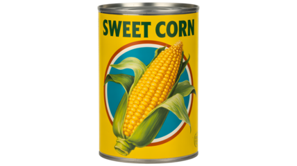 Sweet corn canned food yellow container vegetable product ingredient maize kernels agriculture farm 100 on transparent background