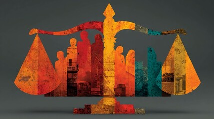 Criminal justice reform concept poster showing symbolic justice scales, prison system changes, social equity law advocacy, and modern legal system improvement visuals