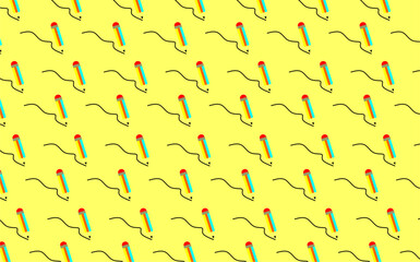Colorful pencil pattern with doodle lines. Colorful pencil seamless pattern background. Cute pencil pattern. Hand drawn of pencil icon. Back to school vector background. School supply pattern.