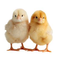 Fototapeta premium Two adorable but angry chicks stand side by side.