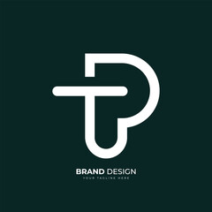 letter Tp or Pt initial minimal simple unique creative logo