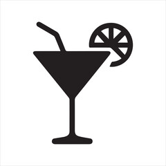  Cocktail Drink icon silhouette vector with white background