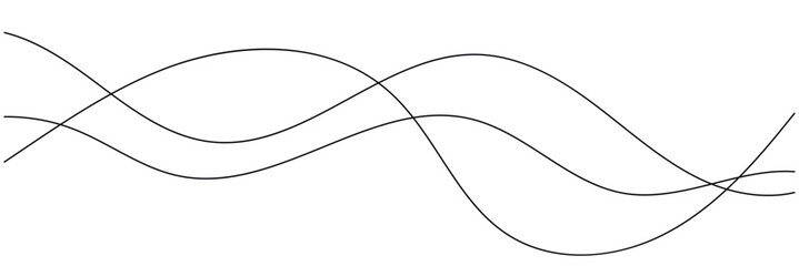 Abstract Wavy Line. Wavy line horizontal divider outline minimalist art. Thin line wavy abstract vector background. Curve wave seamless pattern. Line art striped graphic template. On white Thin line 