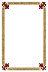 Ornate gold frame with maroon accents