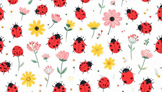 Cute ladybug and flower pattern (2)