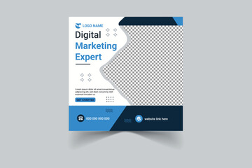 Modern Business Social Media Post blue and black Template for Corporate Branding and Promotions Vector Design