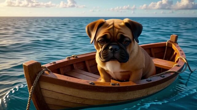 Pitbull auf einem Boot