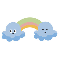 rainbow and clouds cute
