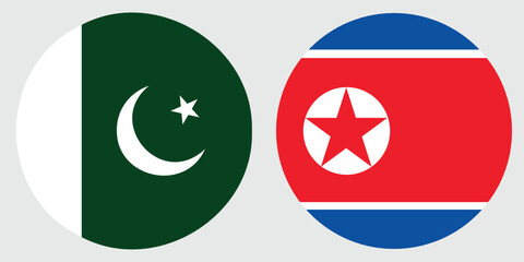 Pakistan and North Korea Flags Together Symbol of Global Relations with grey background 