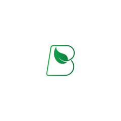 b leaf line logo. vector design of letter B and leaf for icon,symbol or logo