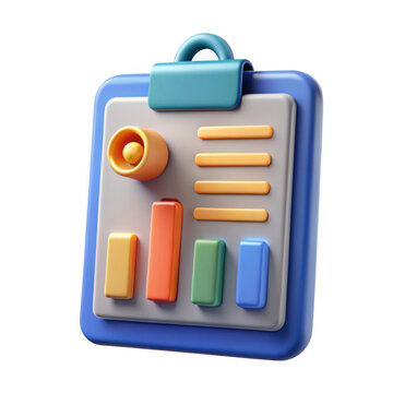 3d modern clipboard with business growth charts and analytics icon transparent background