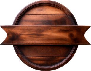 Wooden badge with ribbon for text | Wooden plaque | Emblema de madeira com fita para texto | Placa madeira