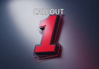 Digit one, red and black, 3D graphic