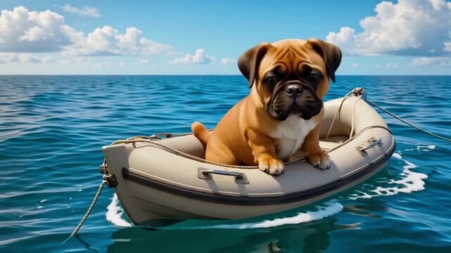 Pitbull auf einem Boot