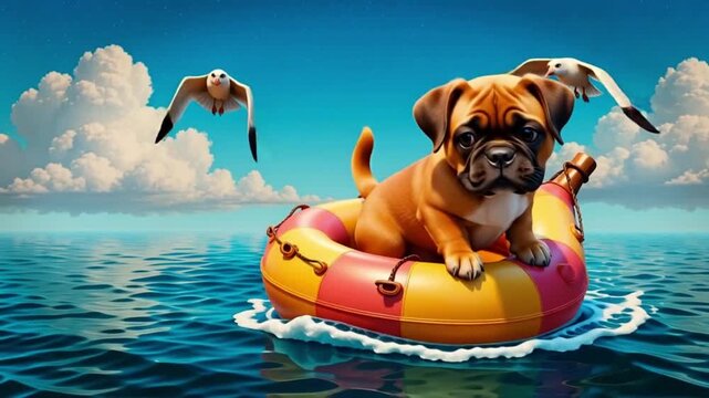 Pitbull auf einem Boot