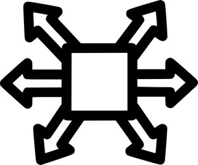 Expanding shape with arrows outline icon vector
