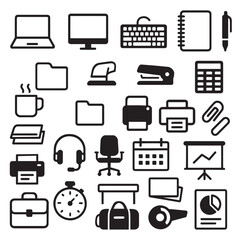 Office and Work Tools Vector Icon Set