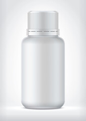A single bottle in the neutral background