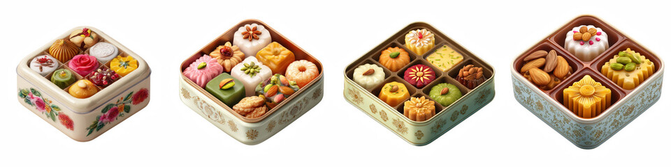 Mithai box for diwali celebration,  clipart collection, vector, icons isolated on transparent background