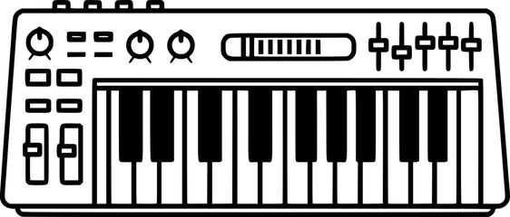 Midi keyboard controller outline icon vector
