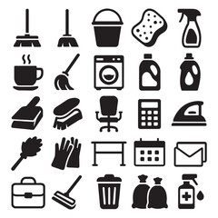 Household Cleaning Vector Icon Set