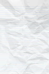 White clean crumpled notebook paper with lines