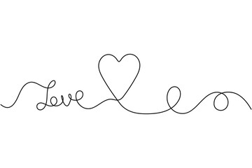 Heart shape continuous one line drawing minimalist romantic valentine vector illustration