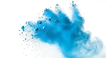 Obraz premium Blue powder explosion on white background.