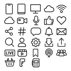 Digital and Social Media Vector Icon Set
