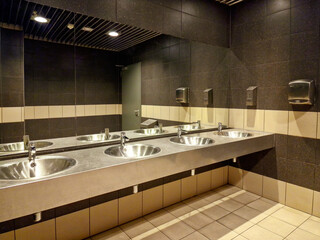 Warsaw, Poland 07 18 2024 Interior of public bathroom in shopping mall