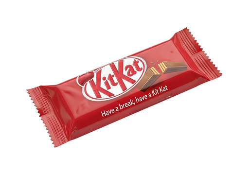 kitkat in red wrapper, delicious chocolate treat, isolated png 