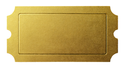 golden ticket paper piece isolated on white or transparent png