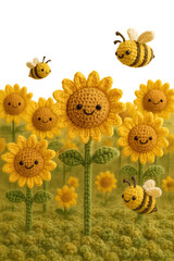 sunflower and bee, Handmade Crochet