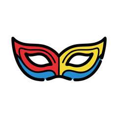 Happy carnival festive concept with musical trumpet mask. Carnival mask. Vector illustration