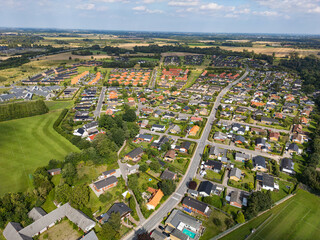 Aerial View of Fraugde Suburban Area in Denmark