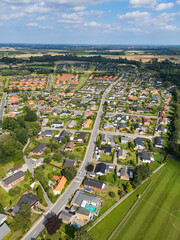 Fototapeta premium Aerial View of Fraugde Suburban Area in Denmark