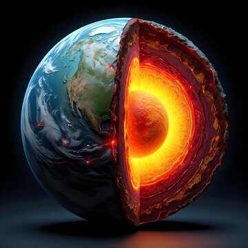 An intense image of our blue and green world burning in the vast, black expanse of space, with red and orange flames engulfing a single side of the planet