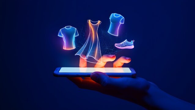 Hands of a man holding a digital tablet with a business concept design