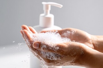 Fototapeta premium Hands Lathered with Soap