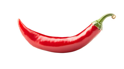 Single Red Chili Pepper Isolated on Transparent Field